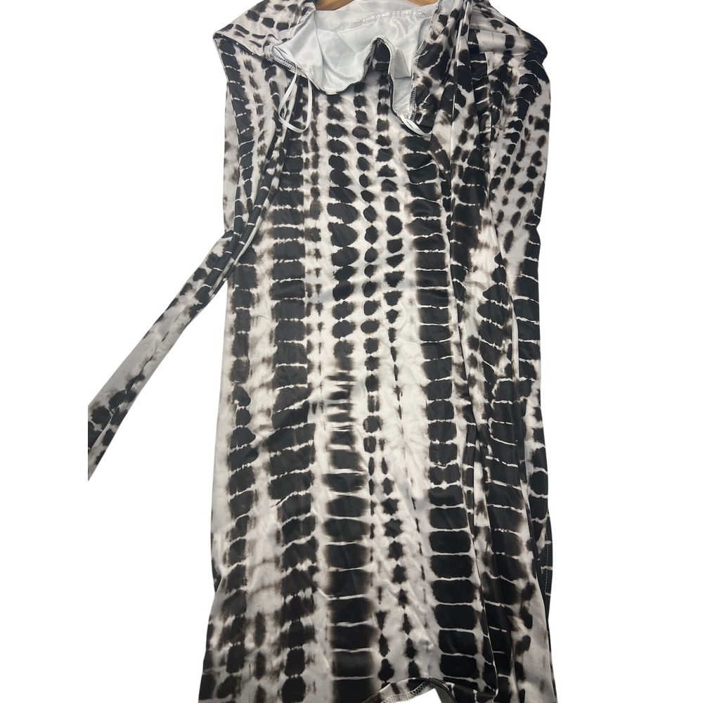 Shein Women's Tie Dye Hooded‎ Dress Size M Black White Casual